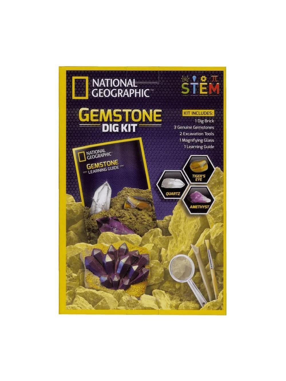 National Geographic STEM Gemstone Dig Kit - Excavation Kit w/ Genuine Gemstones